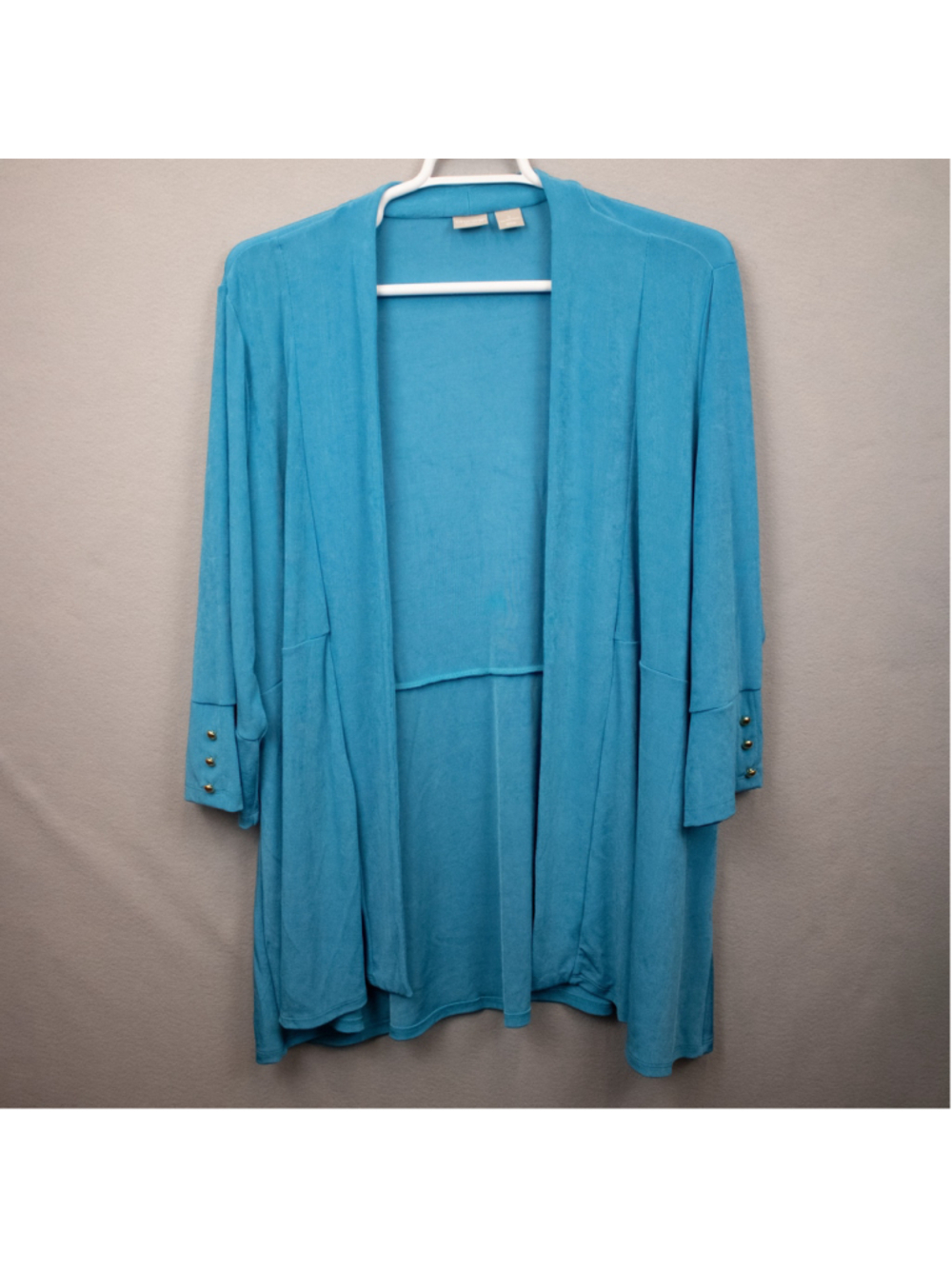 Chico's Travelers light blue slinky knit open cardigan-4